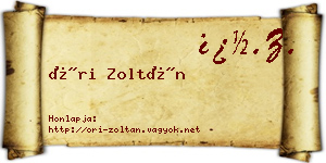 Őri Zoltán névjegykártya